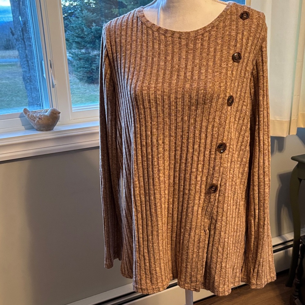 Cozy Ribbed Knit Sweater with Button Detail
